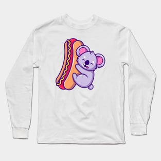 Cute Koala Holding Big Hotdog Long Sleeve T-Shirt